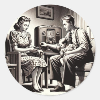 Fästig Ljud: Sändning överallt. Runt Klistermärke