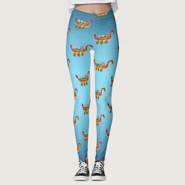 Fästig Ris Provning på Dragon Boat Festival Leggings (Framsida)