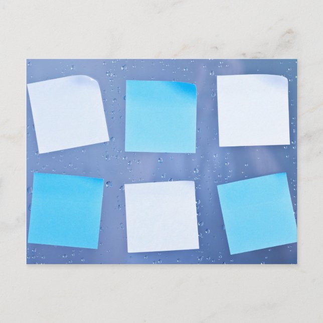 Fästiga anteckningar i badrum vykort (Framsida)