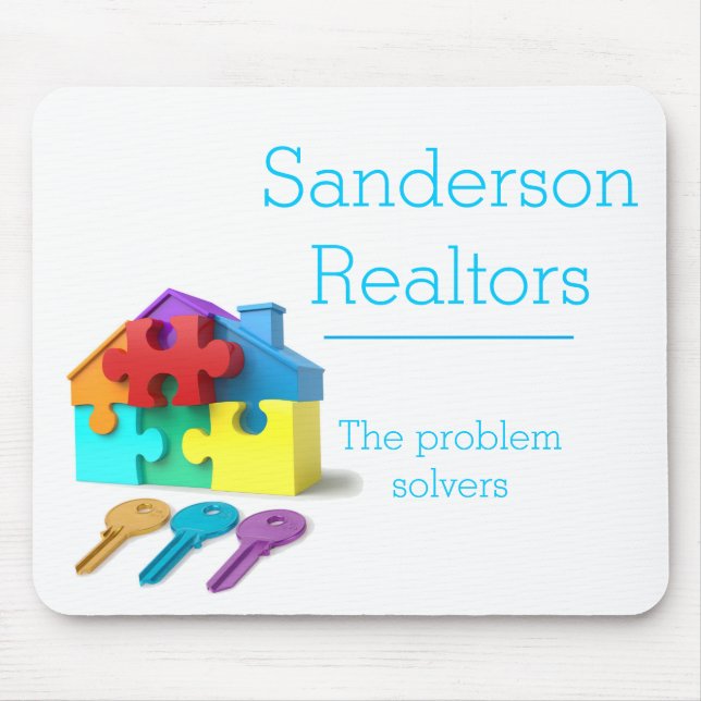 Fastighet hem- försäkring, fastighetsmäklare, musmatta (Framsidan)