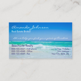 Fastighetbiet av paradisstranden vinkar visitkort