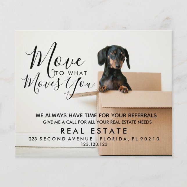 fastigheter Flytta till det som driver dig  Meddel Flygblad (Framsidan)