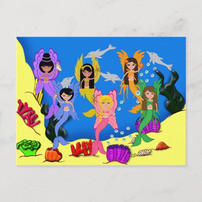 Fastigheter i Oceanen med delfinkort Vykort (Framsida)