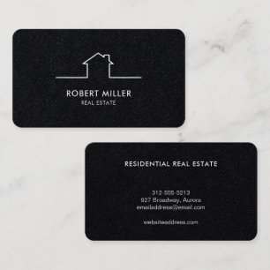 Fastighets Hem Logo Realtor Svart Visitkort