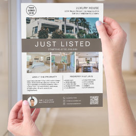 Fastighets Hus Försäljning Logo Foto QR Reklamblad
