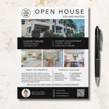 Fastighets Öppet Hus Logo Foto QR Vit