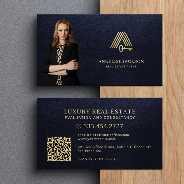 Fastighets QR-kod guld husnyckel logotyp foto mari Visitkort (Skapare uppladdad)