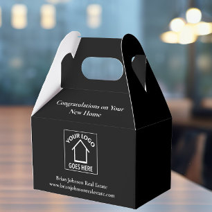 Fastighetsbolag Anpassat Företagets Logotyp Svart Presentaskar