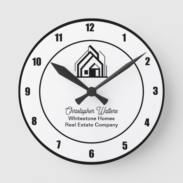 Fastighetsbolag Anpassat Realtor-Logo Rund Klocka (Framsida)