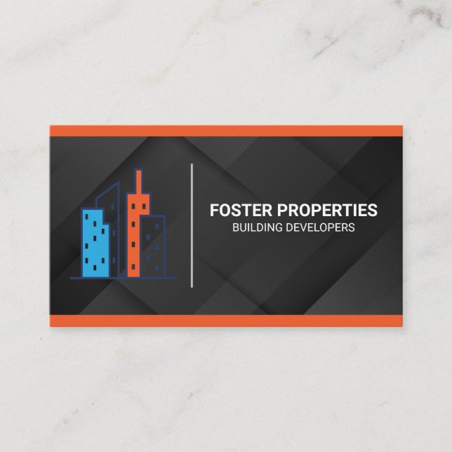 Fastighetsbyggnader | Svart Orange Visitkort (Framsida)