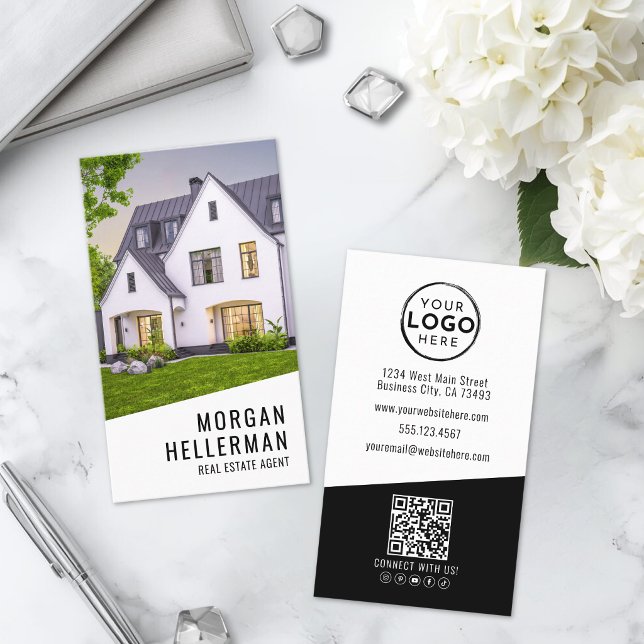 Fastighetsfoto Logo Vertikal Visitkort (Real Estate Photo Logo Vertical Business Card)