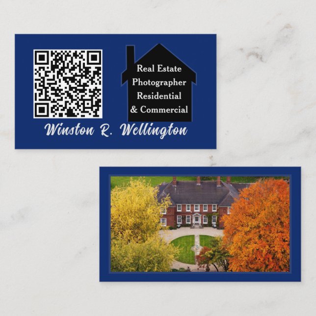 Fastighetsfotograf QR-kod Fotomall Visitkort (Fram/baksida)