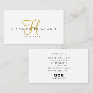 Fastighetsguld Skript Monogram Namn Visitkort