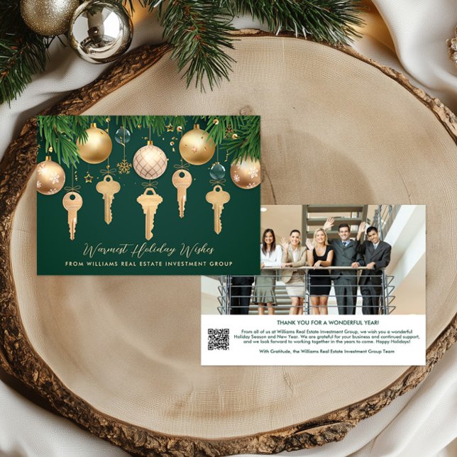 Fastighetsinvestering med QR-kod Julkort (Golden Keys Real Estate Christmas Cards)