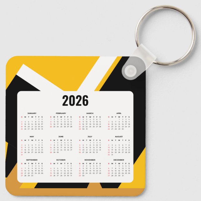 Fastighetskalender Nyckelring 2026 | Svart & Guld  (Baksida)