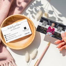 Fastighetsmäklare Elegant manus Foto QR-kod Visitkort
