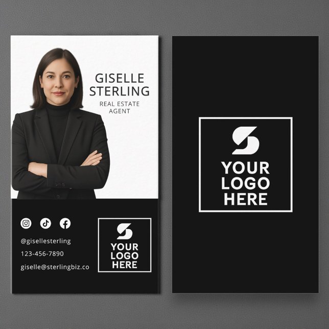 Fastighetsmäklare Foto Logotyp Svart Vitt Visitkort (Skapare uppladdad)