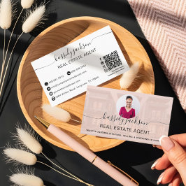 Fastighetsmäklare Foto QR-kod Script Lyx Visitkort