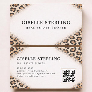 Fastighetsmäklare Gepard Leopard Print QR-kod Visitkort