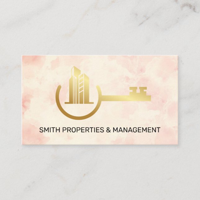 Fastighetsmäklare | Gold Properties Key Logo Tidsbeställning Kort (Framsida)