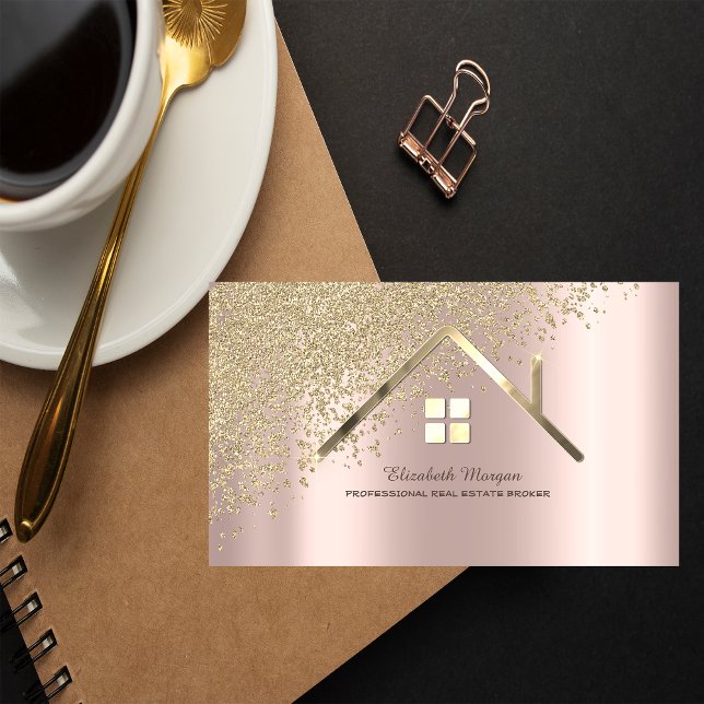Fastighetsmäklare Guld Hus Diamanter Visitkort (Skapare uppladdad)