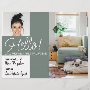 Fastighetsmäklare HELLO CARD butiksskylt Flyer