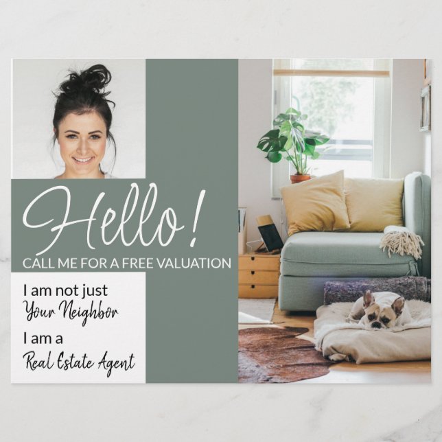 Fastighetsmäklare HELLO CARD butiksskylt Flyer (Framsidan)