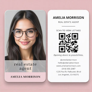 Fastighetsmäklare Kvinnlig QR-kod Foto Visitkort