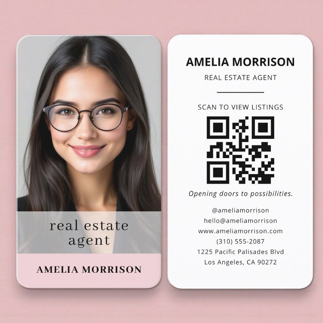Fastighetsmäklare Kvinnlig QR-kod Foto  Visitkort (Skapare uppladdad)