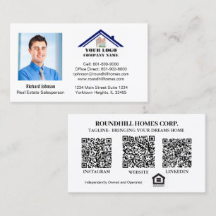 Fastighetsmäklare Lägg till foto Logotyp QR-kod Visitkort