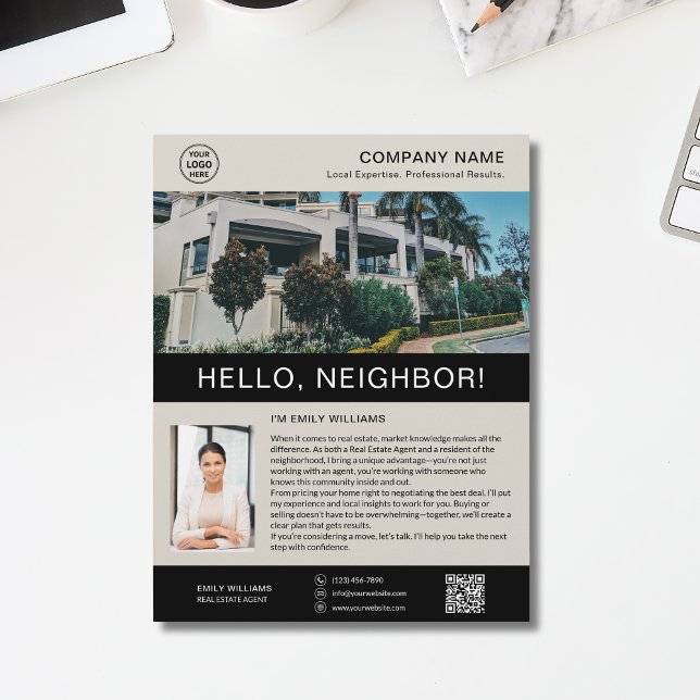 Fastighetsmäklare Mäklarmarknadsföringsfolder Reklamblad (Real Estate Realtor Broker Marketing Flyer)