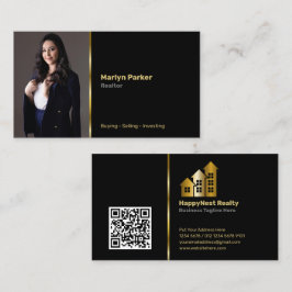 Fastighetsmäklare med personlig bild, QR-kod och l Visitkort