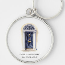 Fastighetsmäklare Navy Door Watercolor Logo Nyckel