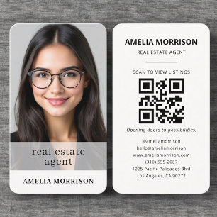 Fastighetsmäklare Neutralt Foto QR-kod Visitkort