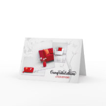 Fastighetsmäklare Nya Hem Grattis i Modern Röd