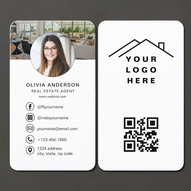 Fastighetsmäklare QR-kod Foto Logotyp Visitkort (Skapare uppladdad)
