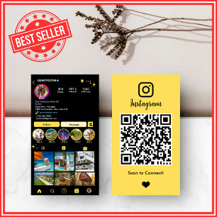 Fastighetsmäklare Realtor Instagram Gul QR-kod Visitkort