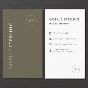 Fastighetsmäklare Sage Green Lyx Elegant Modern Visitkort
