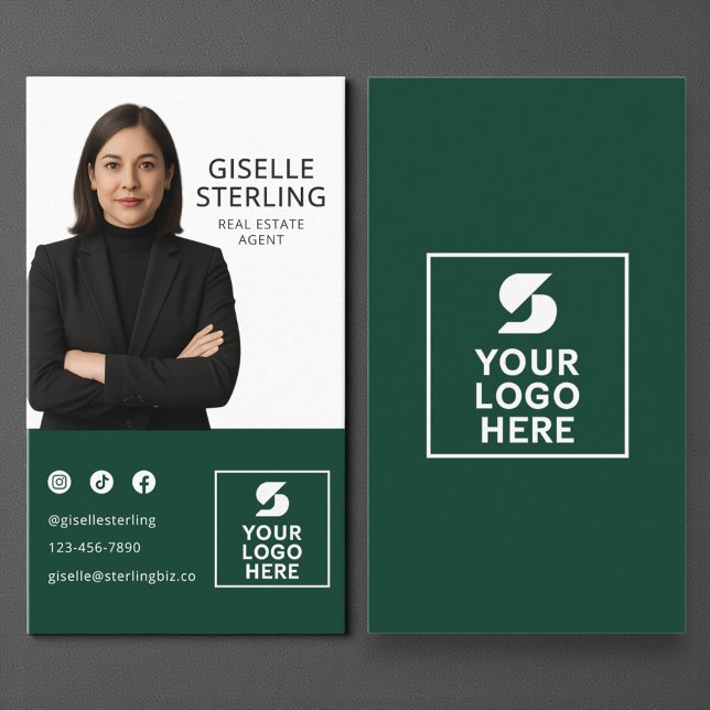 Fastighetsmäklare Skoggrön Foto Logo  Visitkort (Skapare uppladdad)