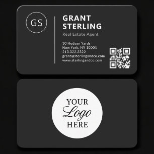 Fastighetsmäklare Svart Logotyp QR-kod Professione Visitkort