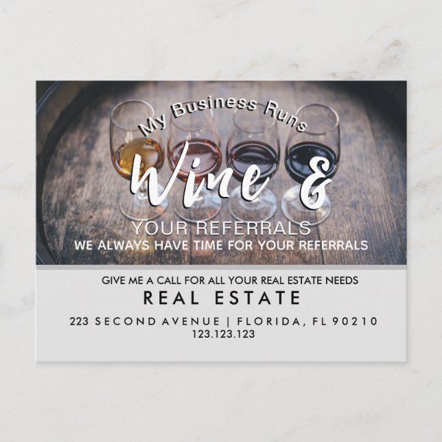 Fastighetsmäklare Vin Referredens Meddelande Vykort (Framsida)