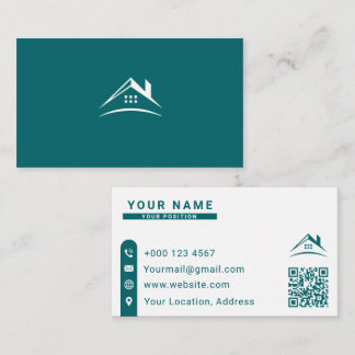 Fastighetsmäklare Visitenkort | Teal House Logotyp Visitkort