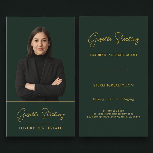 Fastighetsmäklaren Forest Green Gold Professional Visitkort (Skapare uppladdad)