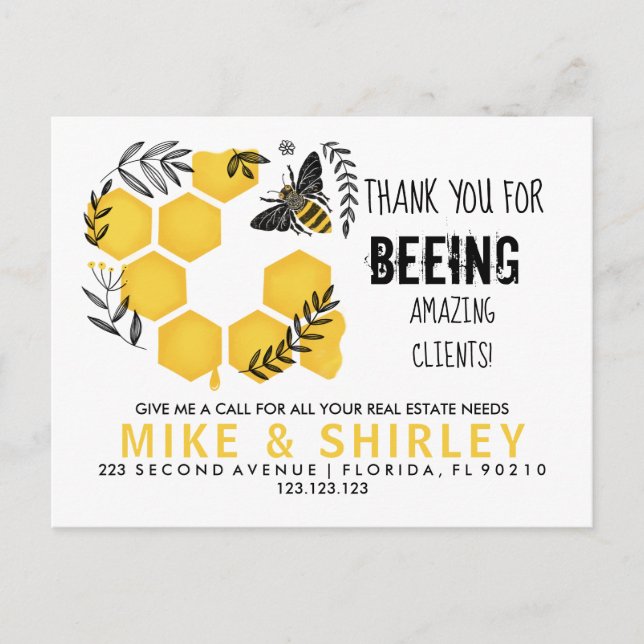 Fastighetsvisning för öppen hus Honungsbi Pop av v Meddelande Vykort (Framsida)