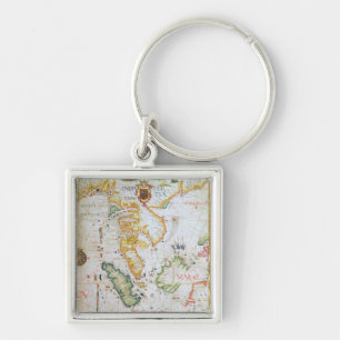 Fastlandet South East Asia, specificerar från Fyrkantig Silverfärgad Nyckelring