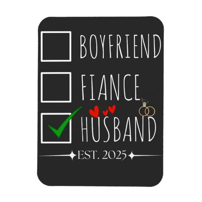 Fästman Brudgum Make Est. 2025 Nygifta   Magnet (Vertikal)