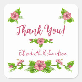 Fästmärke för Blommigt av tropisk paradise Fyrkantigt Klistermärke