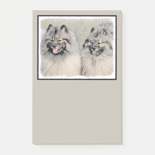 Fästning av Keeshond Brothers - Originalteckning a Post-it Block (Framsida)