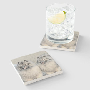 Fästning av Keeshond Brothers - Originalteckning  Stenunderlägg