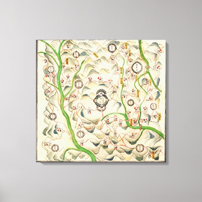 Fästningar i Xin Xi Ying, Yunnan Provence Karta Canvastryck (Framsida)